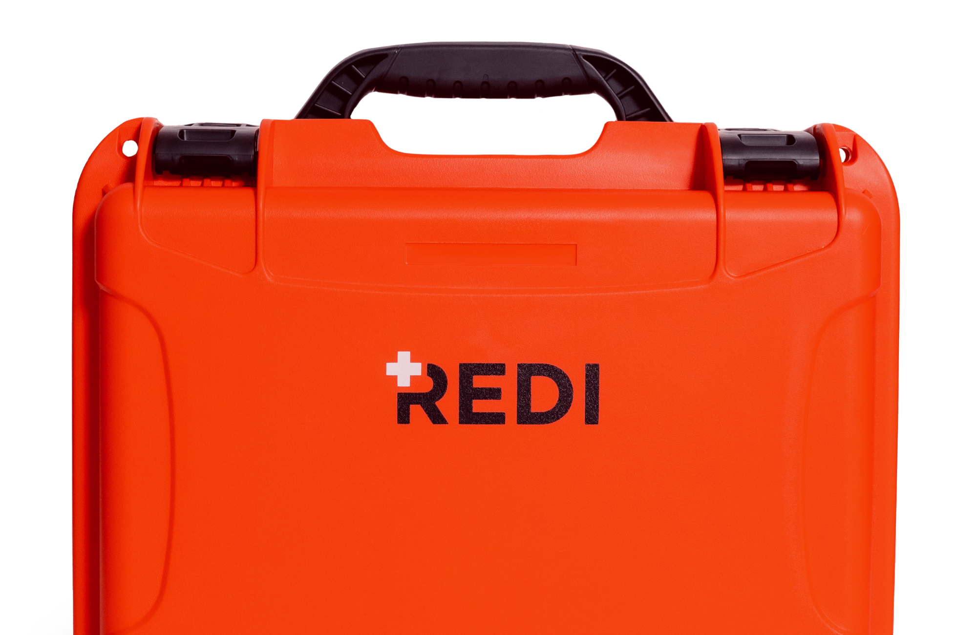 Up close image of the IP67 hard shell Roadie Pro + first aid kit. 